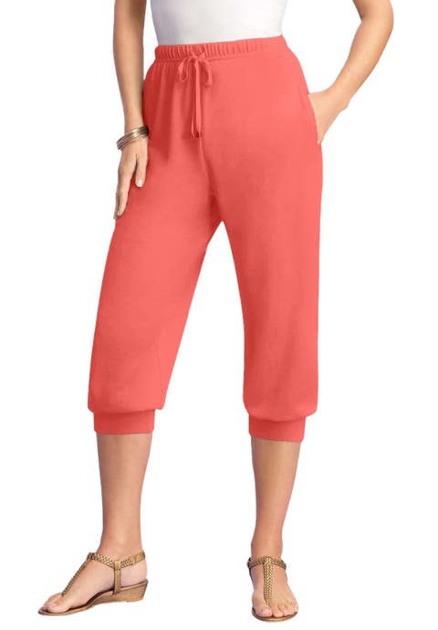 Plus Size Soft Knit Capri Pant With Drawstring Waist (Plus)