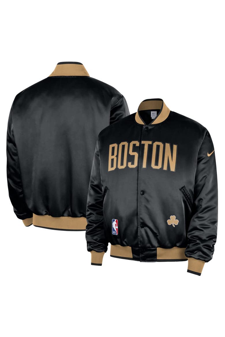 Men's Nike  Black Boston Celtics 2025/26 City Edition Remix Courtside Full-Snap Bomber Jacket, Main, color, Black