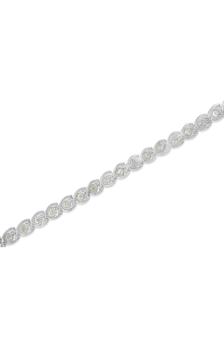 Haus of Brilliance Silver 2 cttw Miracle Plate Set Diamond Spiral Link Bracelet, Alternate, color, White