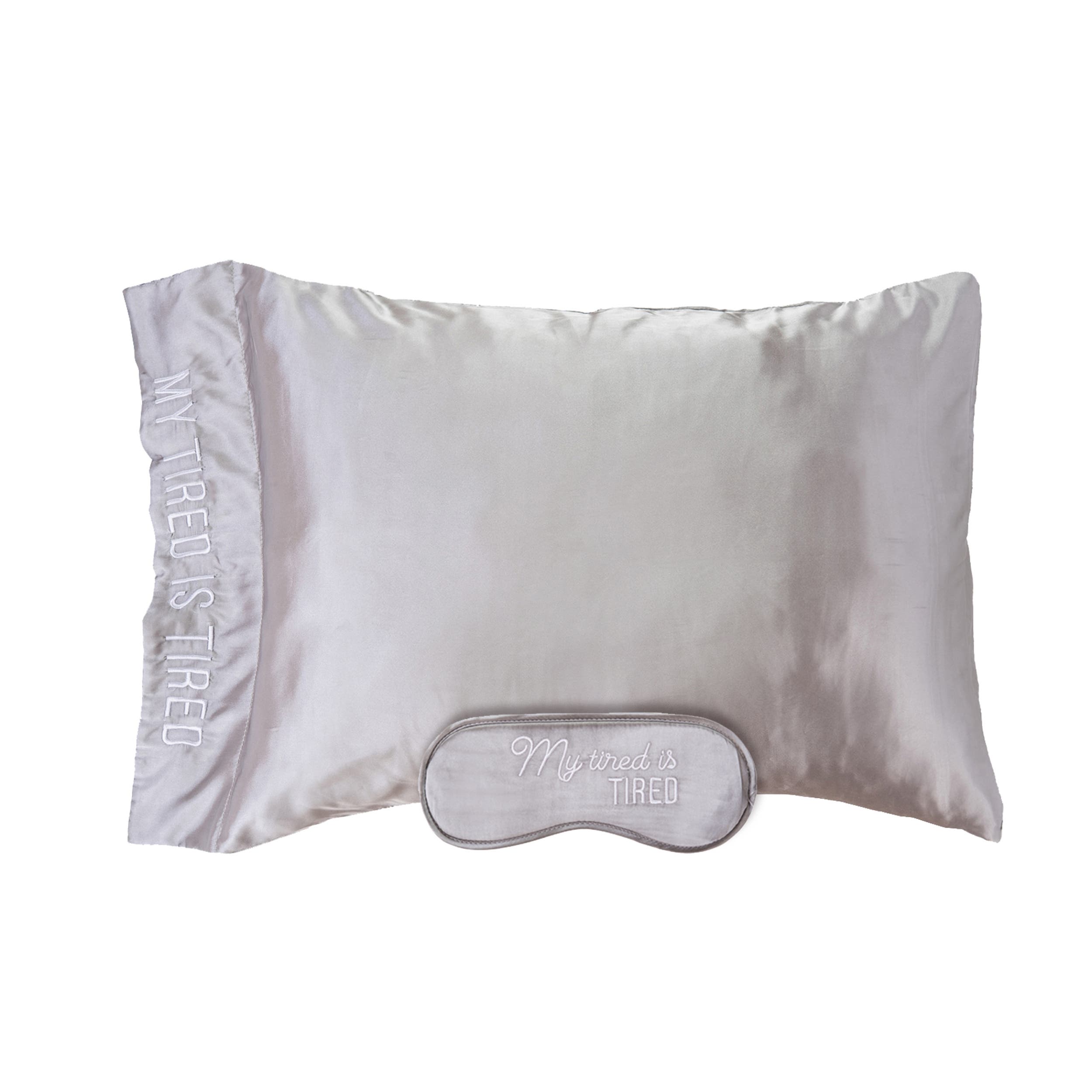 Totalee Gift Tired Is Tired Mask & Pillow Case Set Of 2 Polyester Grey In Gray
