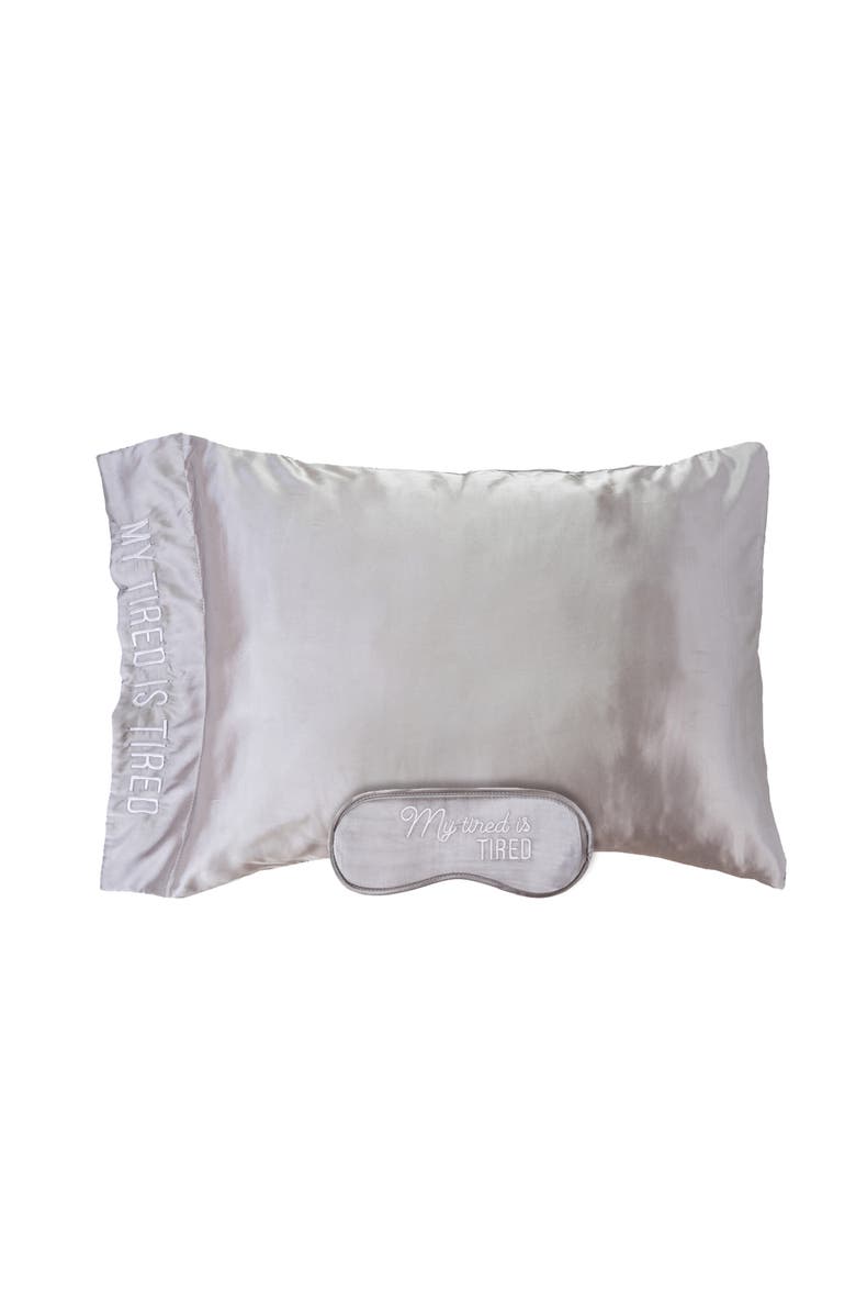 Totalee Gift Tired Is Tired Mask & Pillow Case Set of 2 Polyester Grey, Main, color, Grey