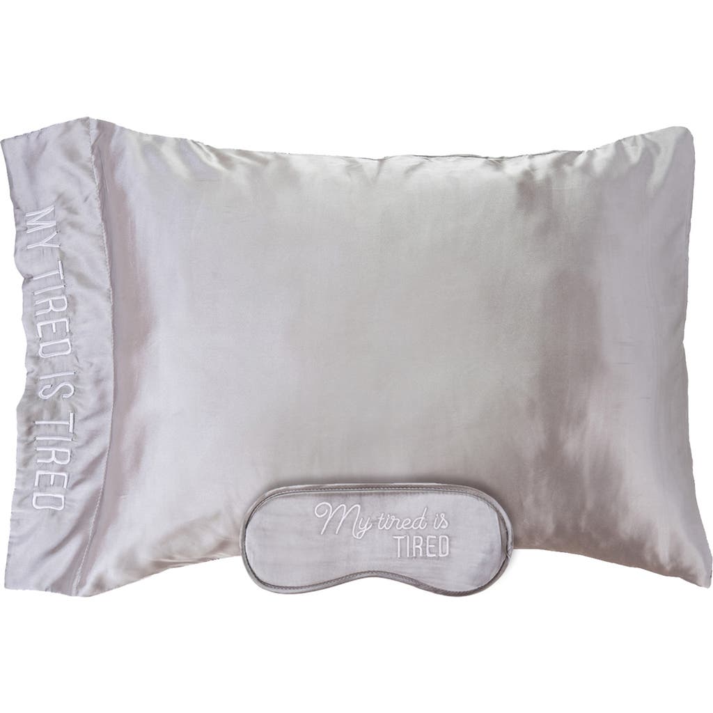 Totalee Gift Tired Is Tired Mask & Pillow Case Set Of 2 Polyester Grey In Gray