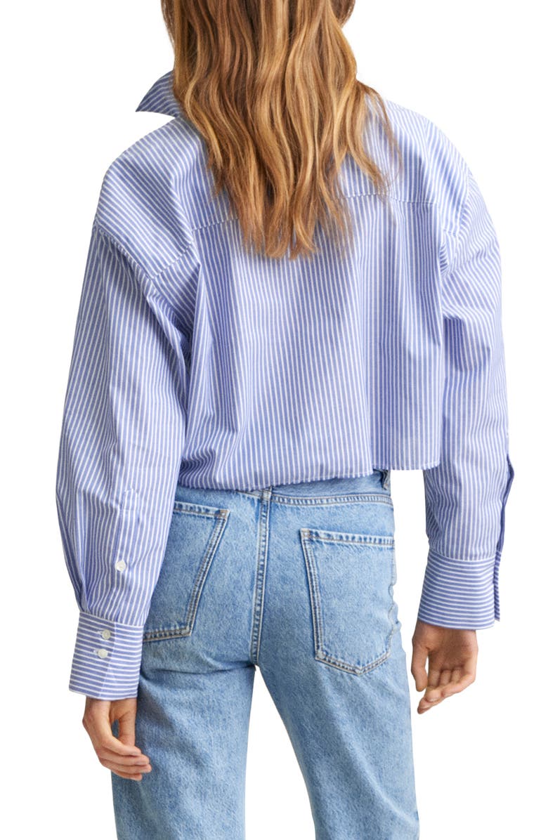 MANGO Stripe Cotton Blend Crop Shirt, Alternate, color,