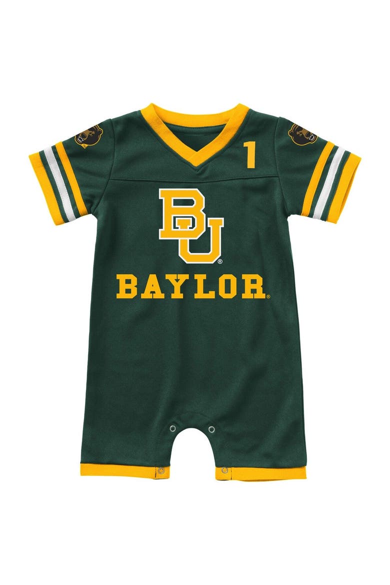 Newborn & Infant Colosseum Green Baylor Bears Bumpo Football Romper, Main, color, Green