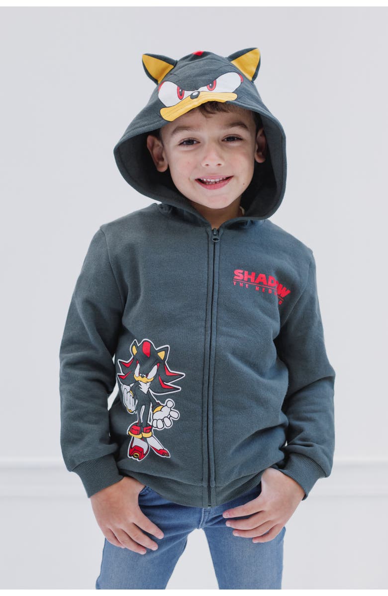 SEGA Sonic the Hedgehog Cosplay Fleece Zip-Up Hoodie, Alternate, color, Charcoal Shadow