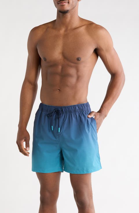 Ombré 4 Way Stretch Lined Volley Swim Trunks
