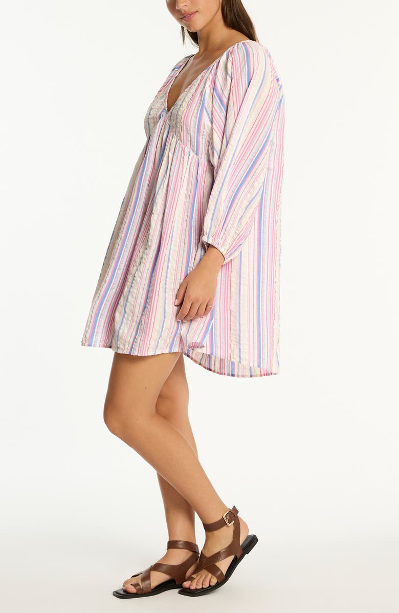 Sea Level Boho Stripe Long Sleeve Cover-Up Dress, Alternate, color, 