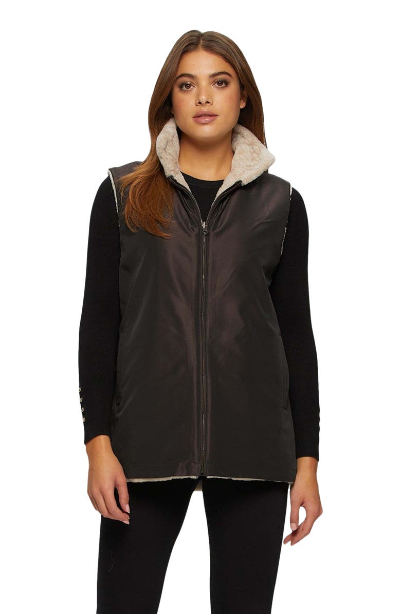 GORSKI Reversible Chevron Genuine Shearling Vest, Alternate, color, Beige/Dark Brown