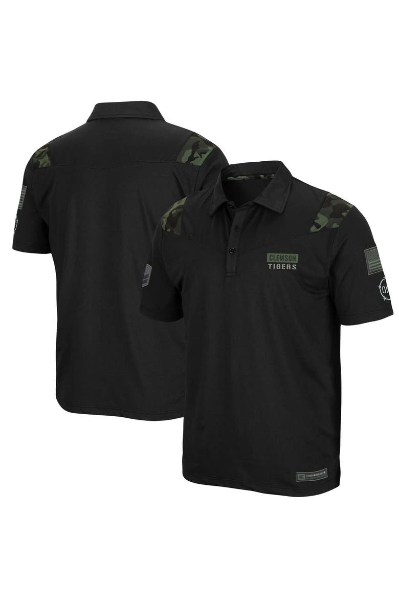 Men's Colosseum Black Clemson Tigers OHT Military Appreciation Sierra Polo, Main, color, Black