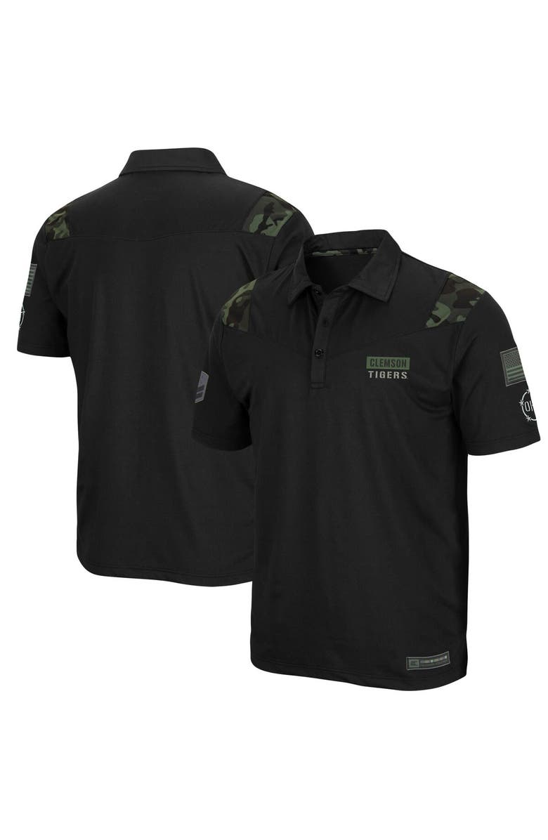 COLOSSEUM Men's Colosseum Black Clemson Tigers OHT Military Appreciation Sierra Polo, Main, color, 