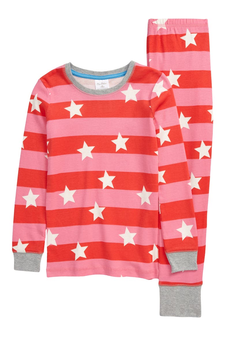 Kids' Glow in the Dark Fitted Two-Piece Pajamas, Main, color, BRIGHT PETAL PINK STAR