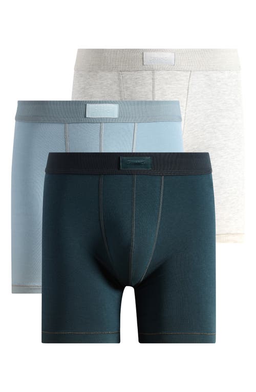 Skims 3-pack 5-inch Stretch Cotton & Modal Boxer Briefs In Green