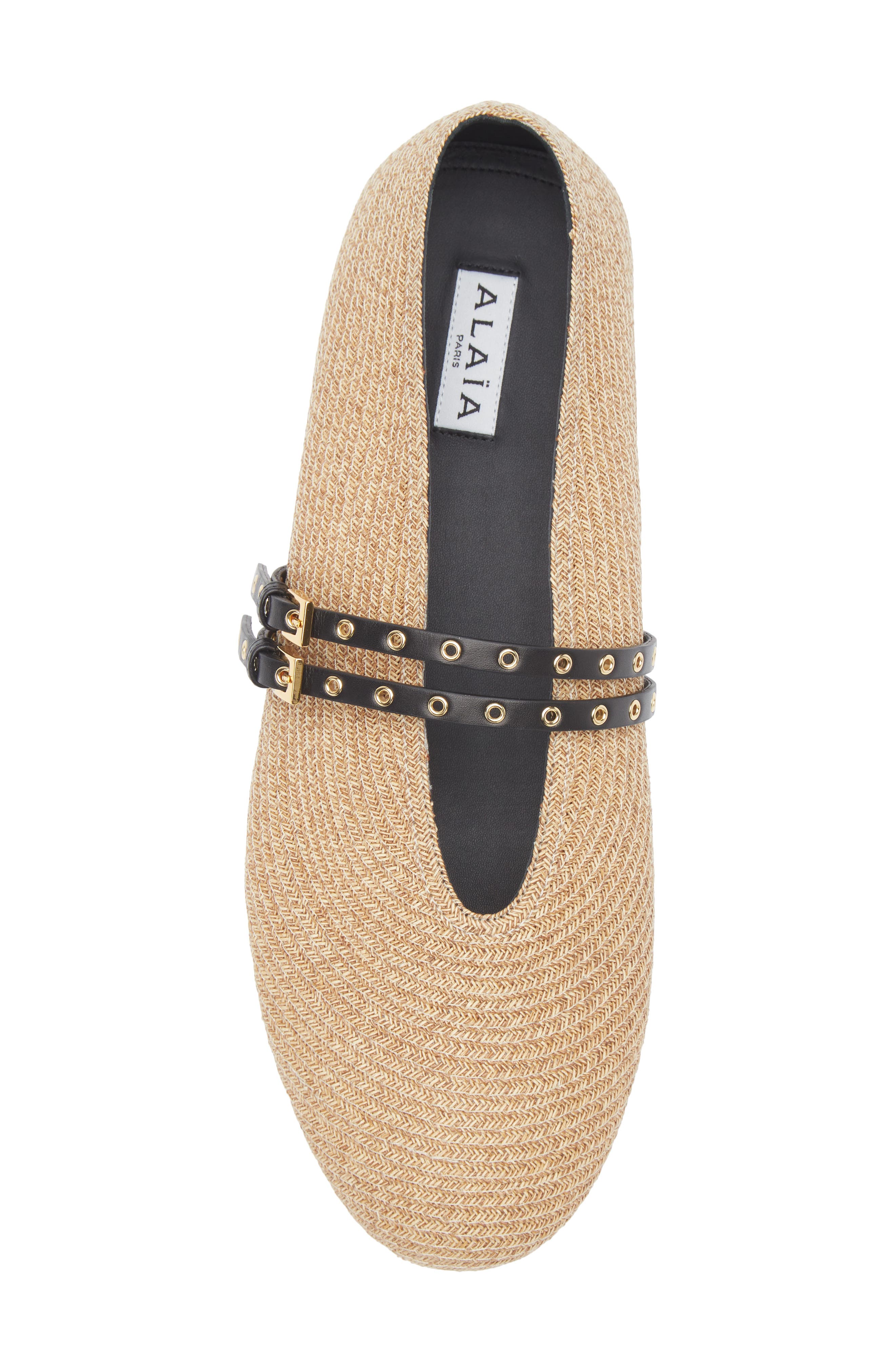 Alaïa Raffia Ballerina Flat, Alternate, color, Naturel