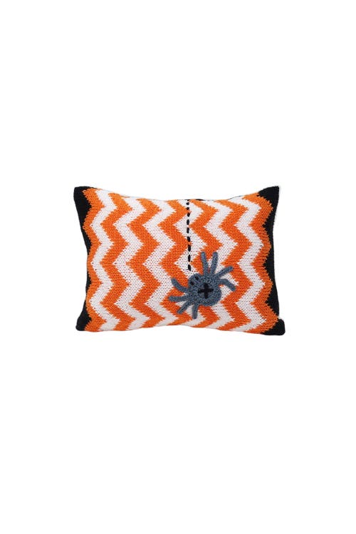 Melange Collection Halloween Spider Mini Pillow in Orange And Black 