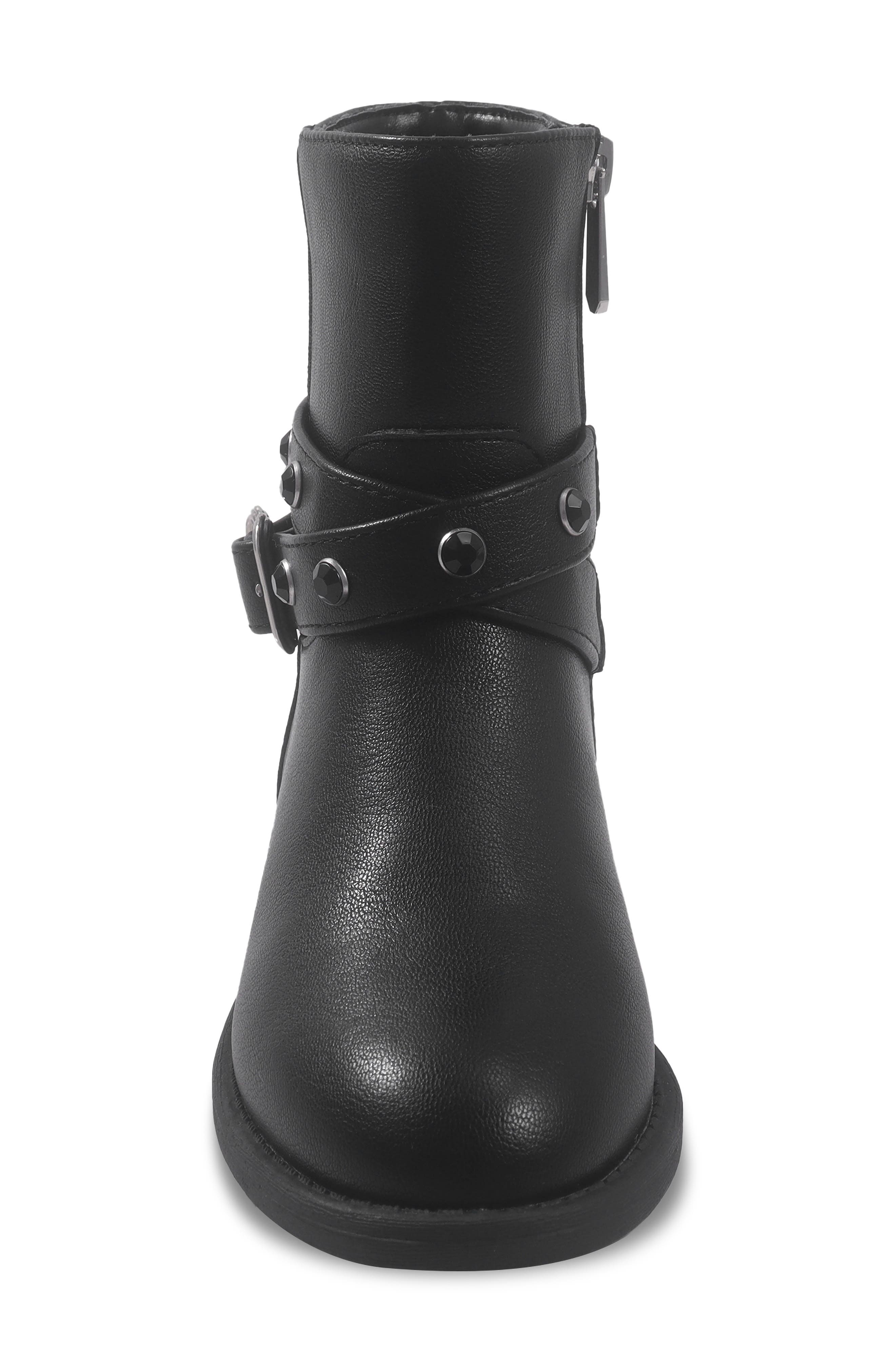 Kids' Rider Stones Faux Leather Ankle Boot, Alternate, color, BLACK