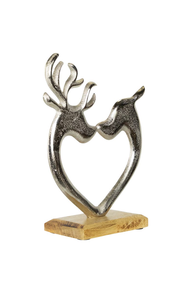 Northlight Heart Shaped Kissing Reindeer Metal Christmas Decoration - 10", Alternate, color, 