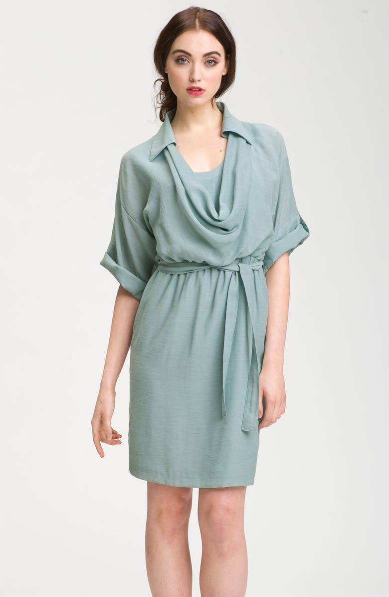 Maggy London Cowl Neck Gauze Shirt Dress, Main, color,