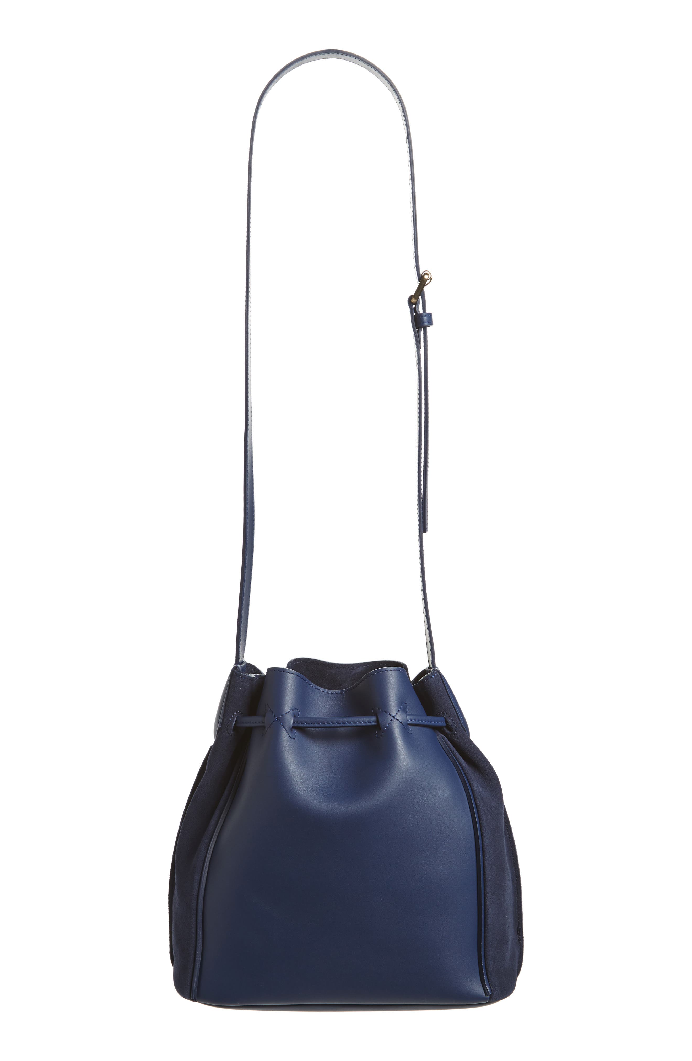 Penelope Fantasie Leather Bucket Bag, Alternate, color, BLUE