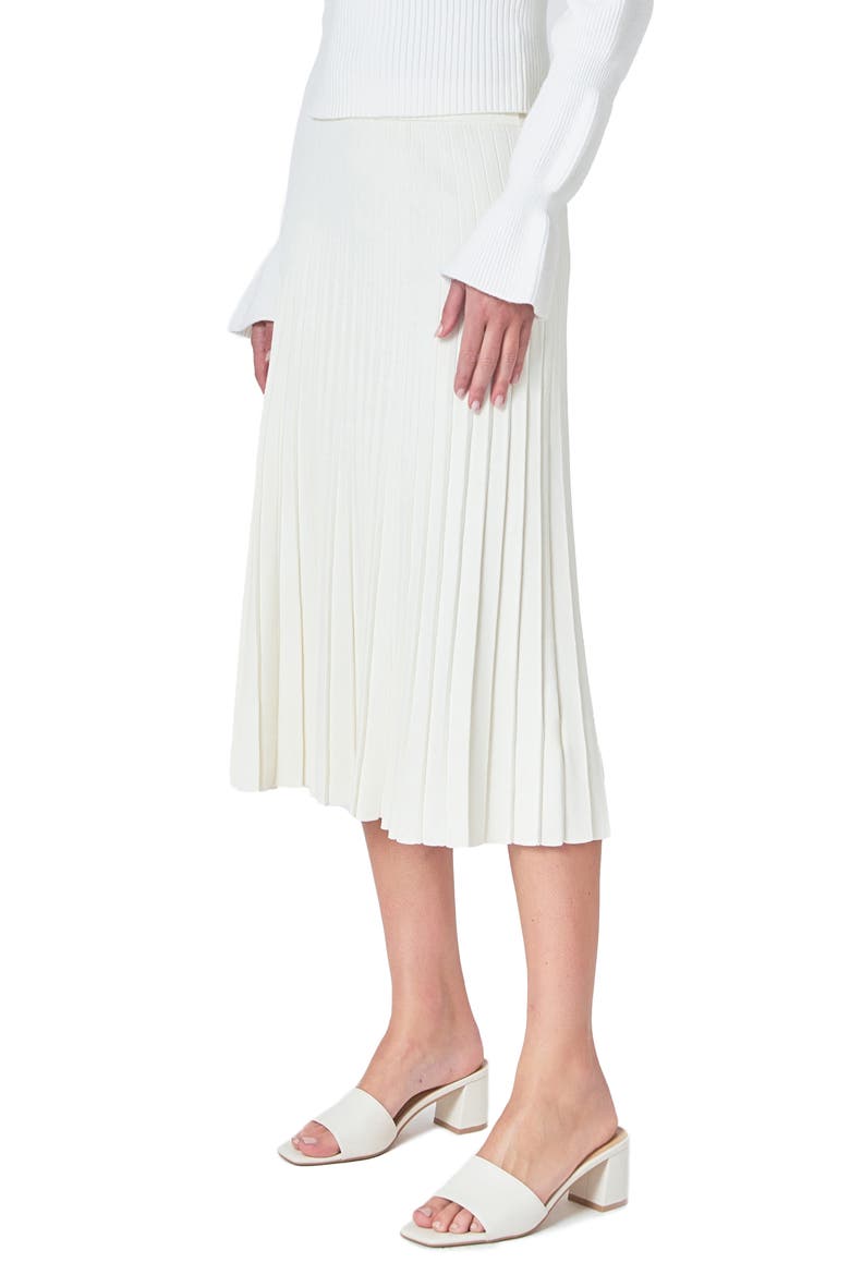 Pleated Knit Skirt, Alternate, color, IVORY