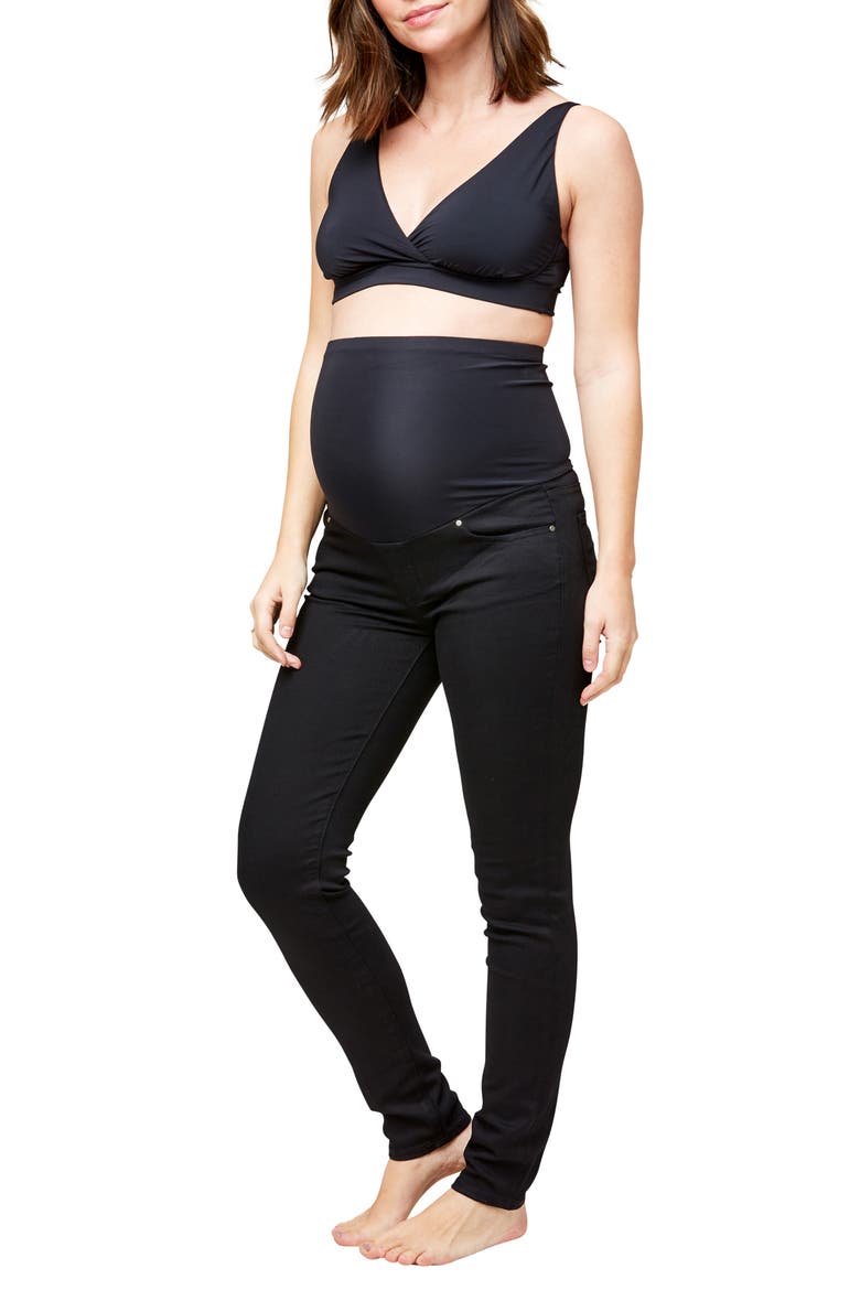 Soho Skinny Over the Bump Maternity Jeans, Alternate, color, BLACK