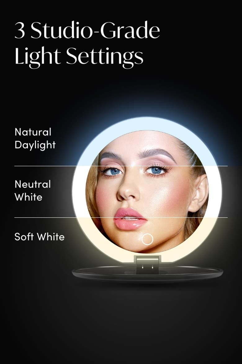 Taylor LED Compact Mirror, Alternate, color, Charcoal Chic