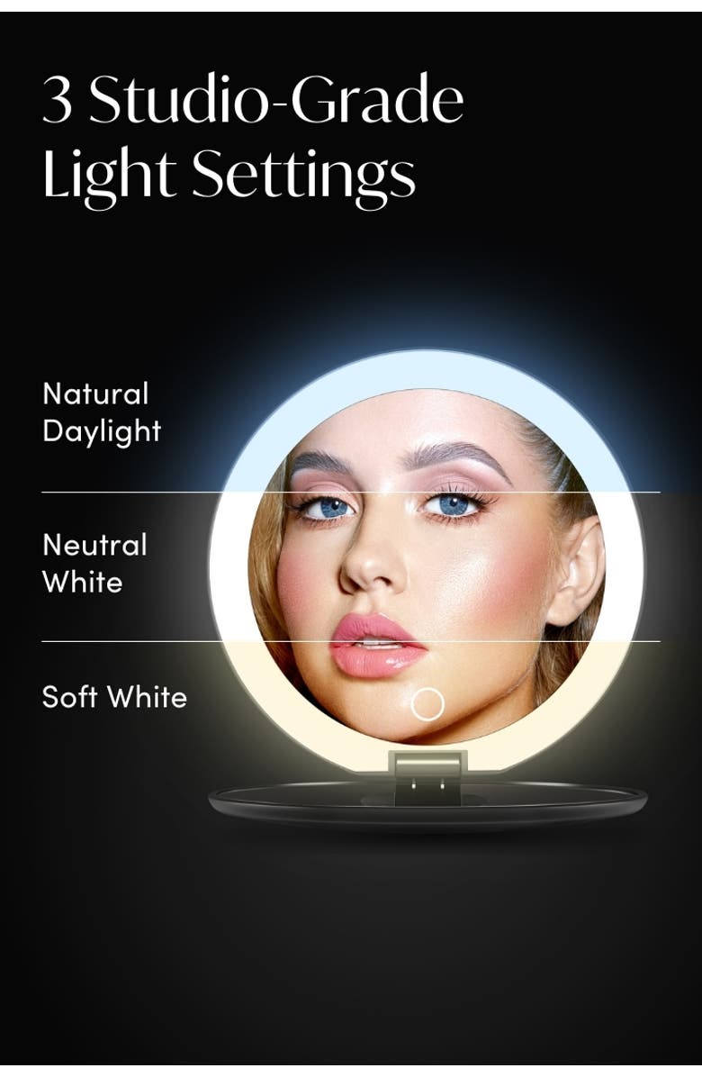 FANCII Taylor LED Compact Mirror, Alternate, color, Charcoal Chic