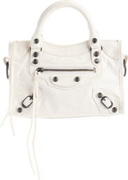 Balenciaga Mini Le City Crinkle Leather Top Handle Bag