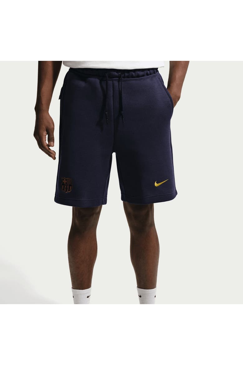 Men's Nike Navy Barcelona Tech Fleece Shorts, Main, color, Navy