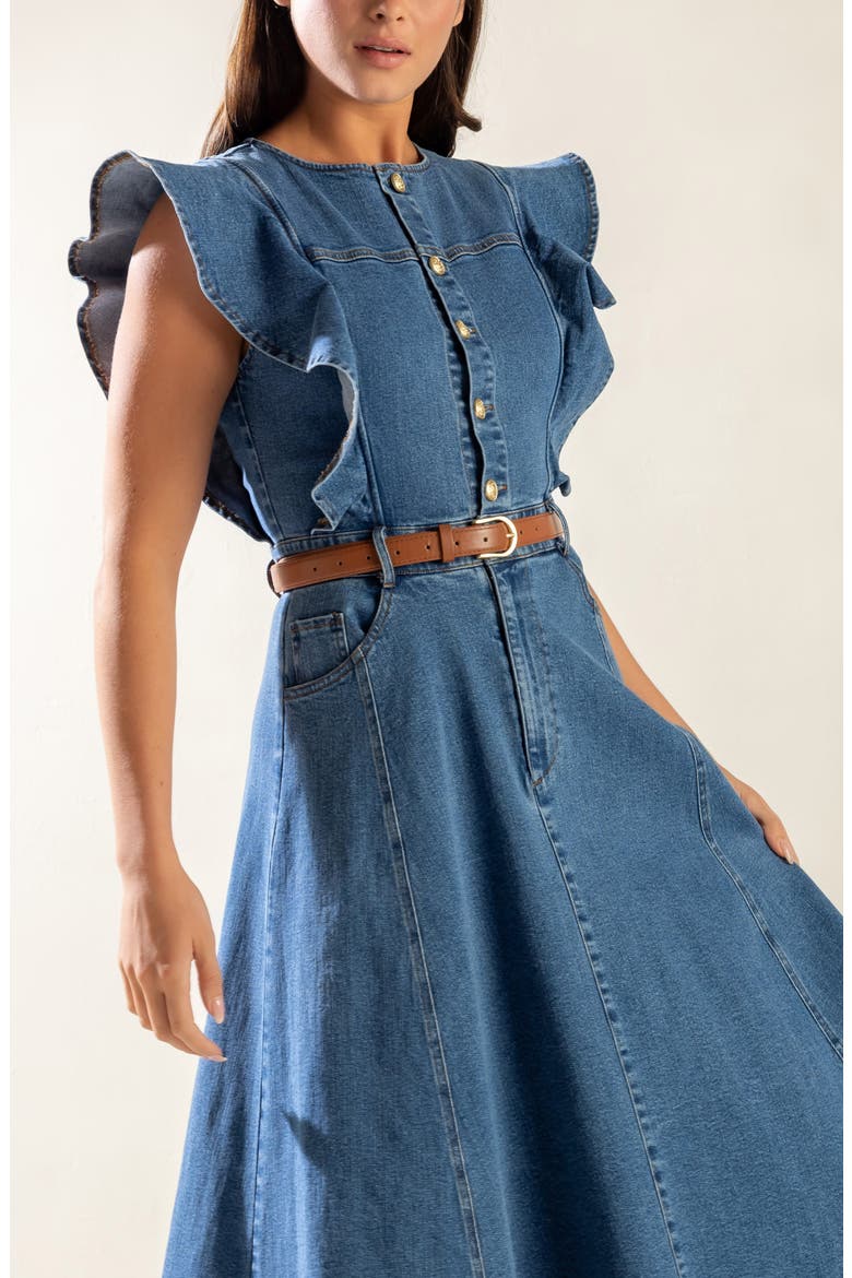 Belted Denim Midi Dress, Alternate, color, INDIGO DENIM