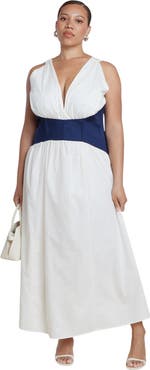 ELOQUII Corset Detail Poplin Maxi Dress