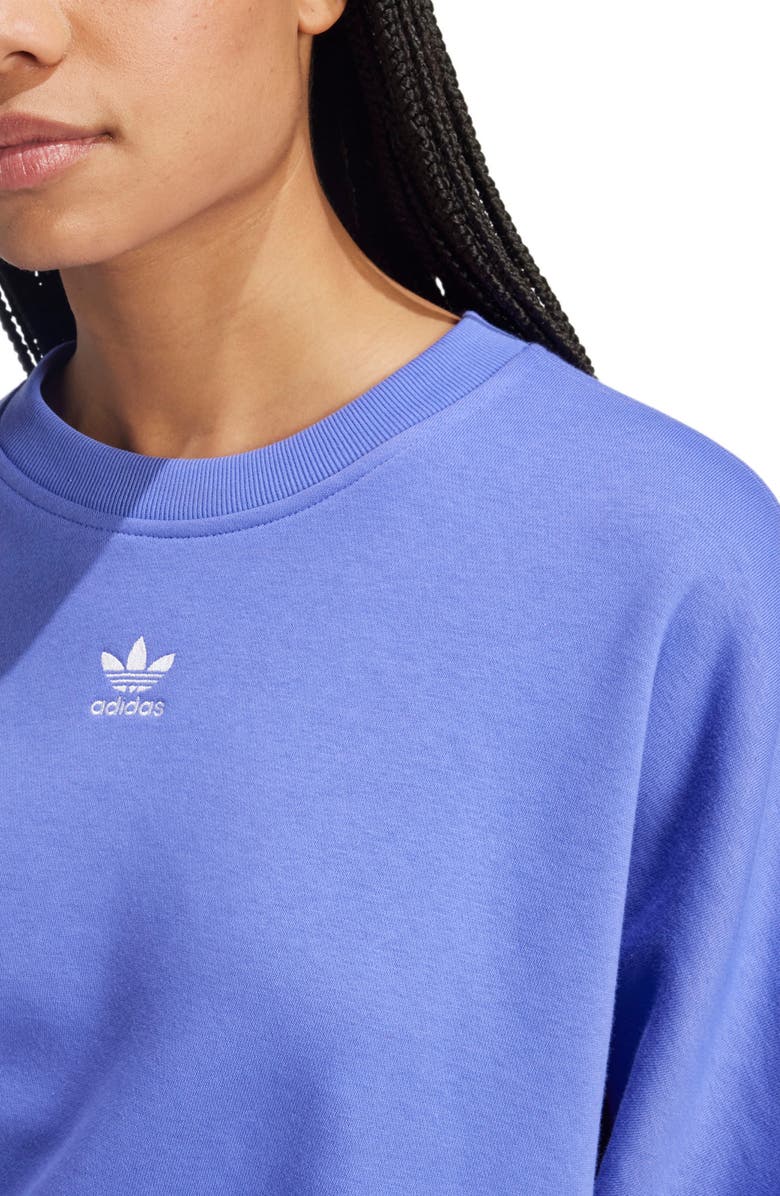 adidas Trefoil Essentials Crewneck Sweatshirt, Alternate, color, Semi Cobalt Blue