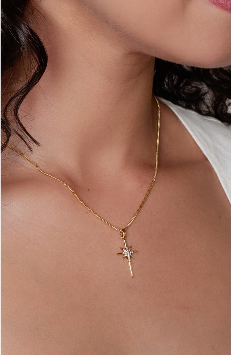 Rizen Jewelry Adoring Star Necklace, Alternate, color, 18K Gold Plated