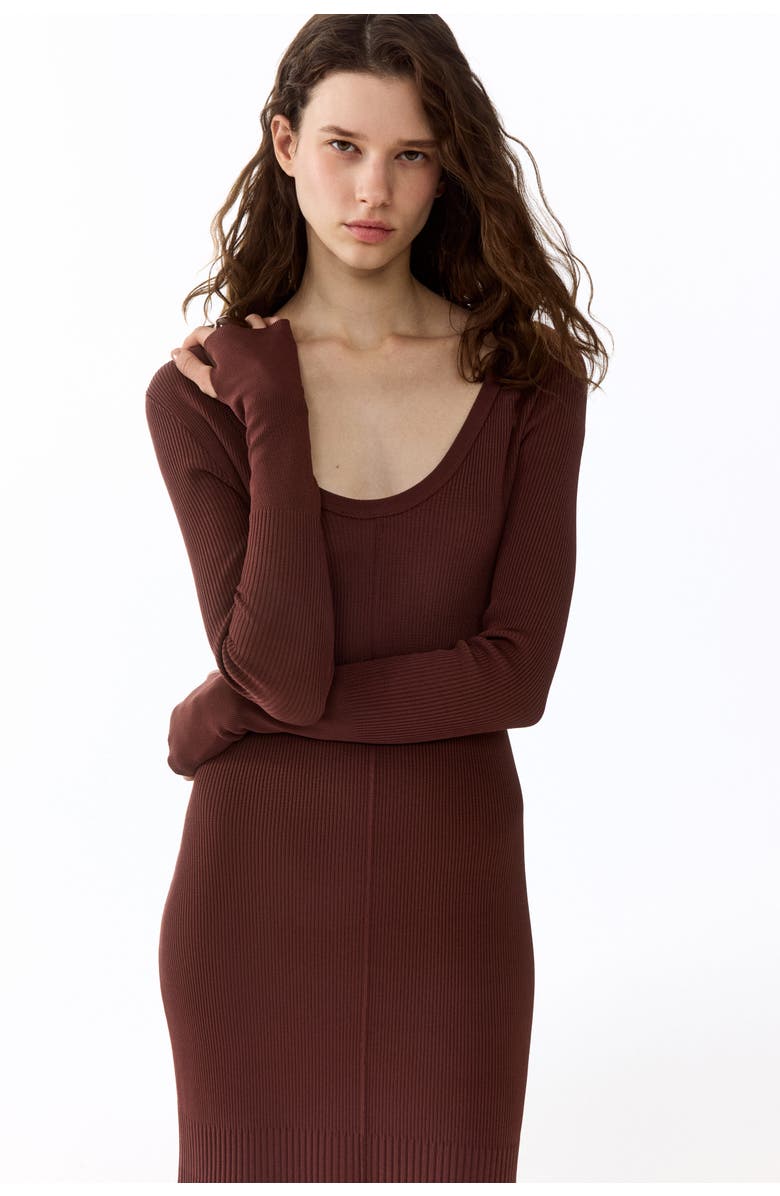 H&M Twist-detail Dress, Alternate, color, Brown