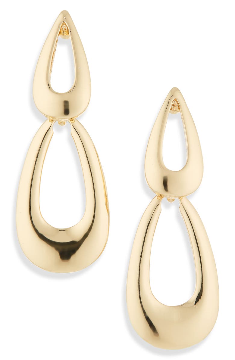 Cara Double Loop Drop Earrings, Main, color, Gold