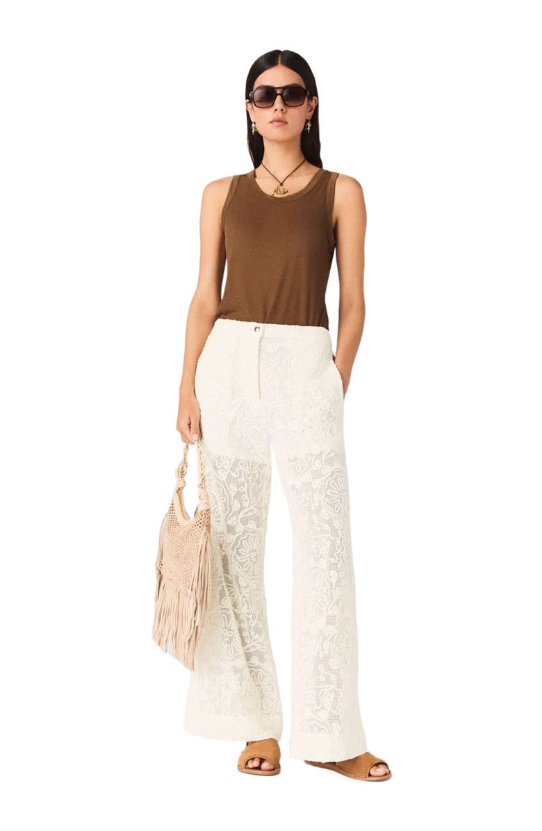 maje Guipure lace trousers, Main, color, Ecru