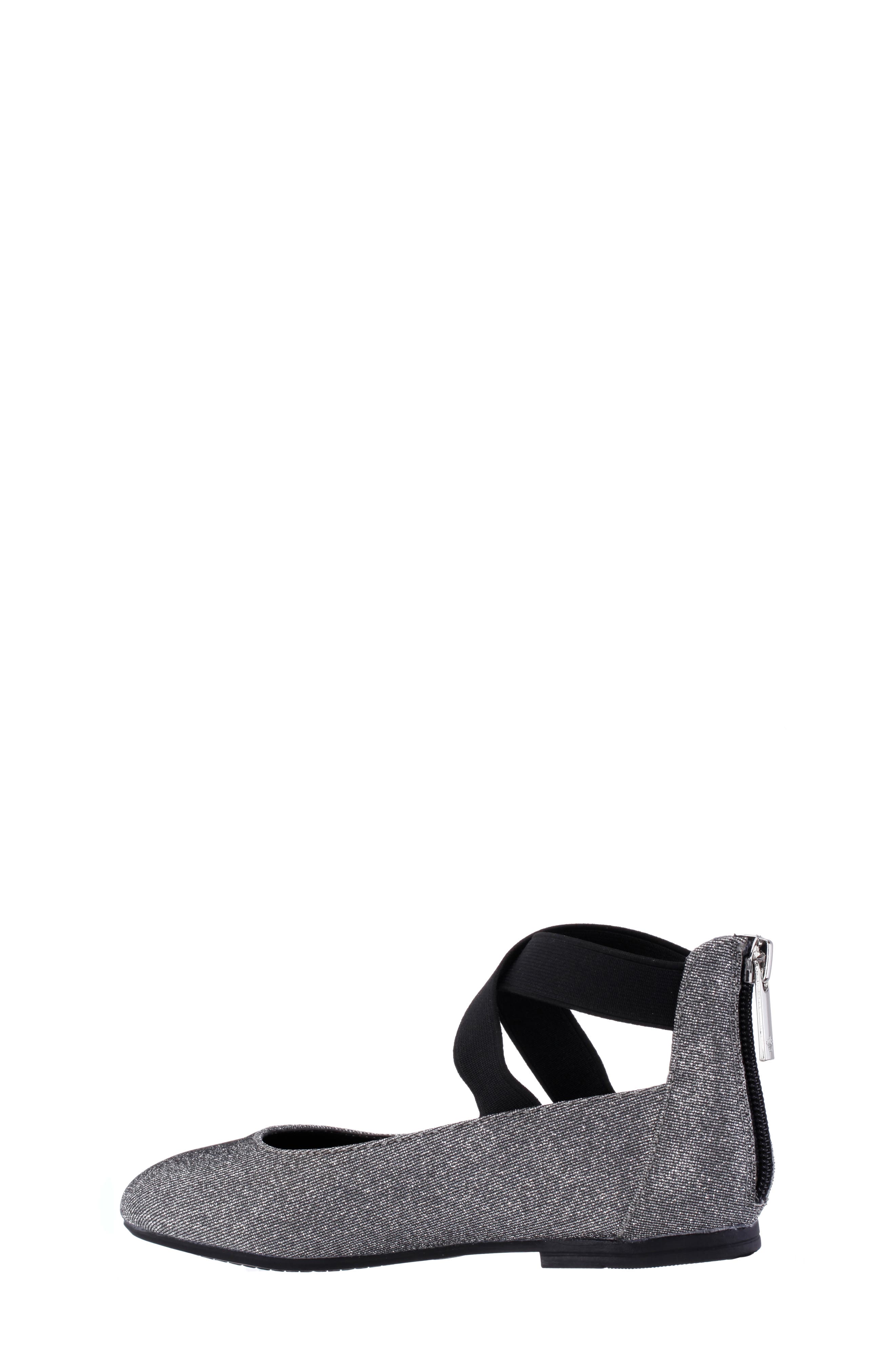 Marissa Cross Strap Flat, Alternate, color, BLACK SILVER SPARKLE FABRIC