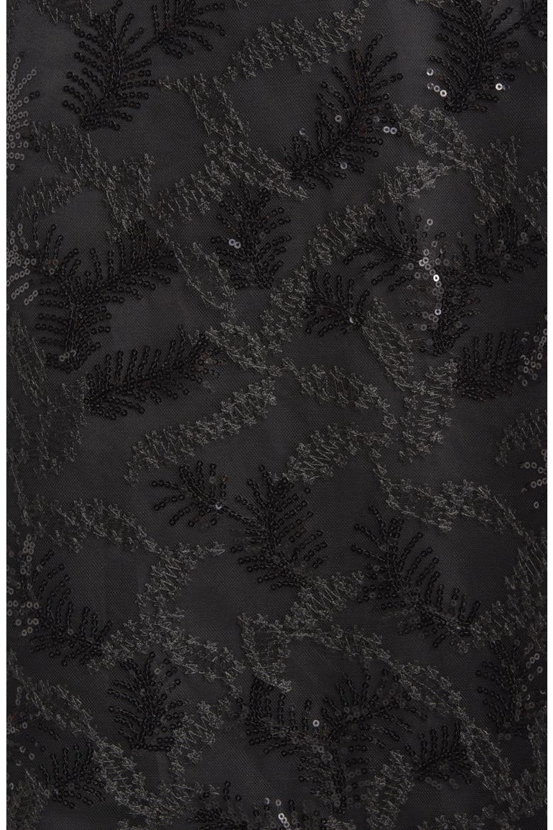 Leaf Sequin A-Line Midi Skirt, Alternate, color, ANNE BLACK