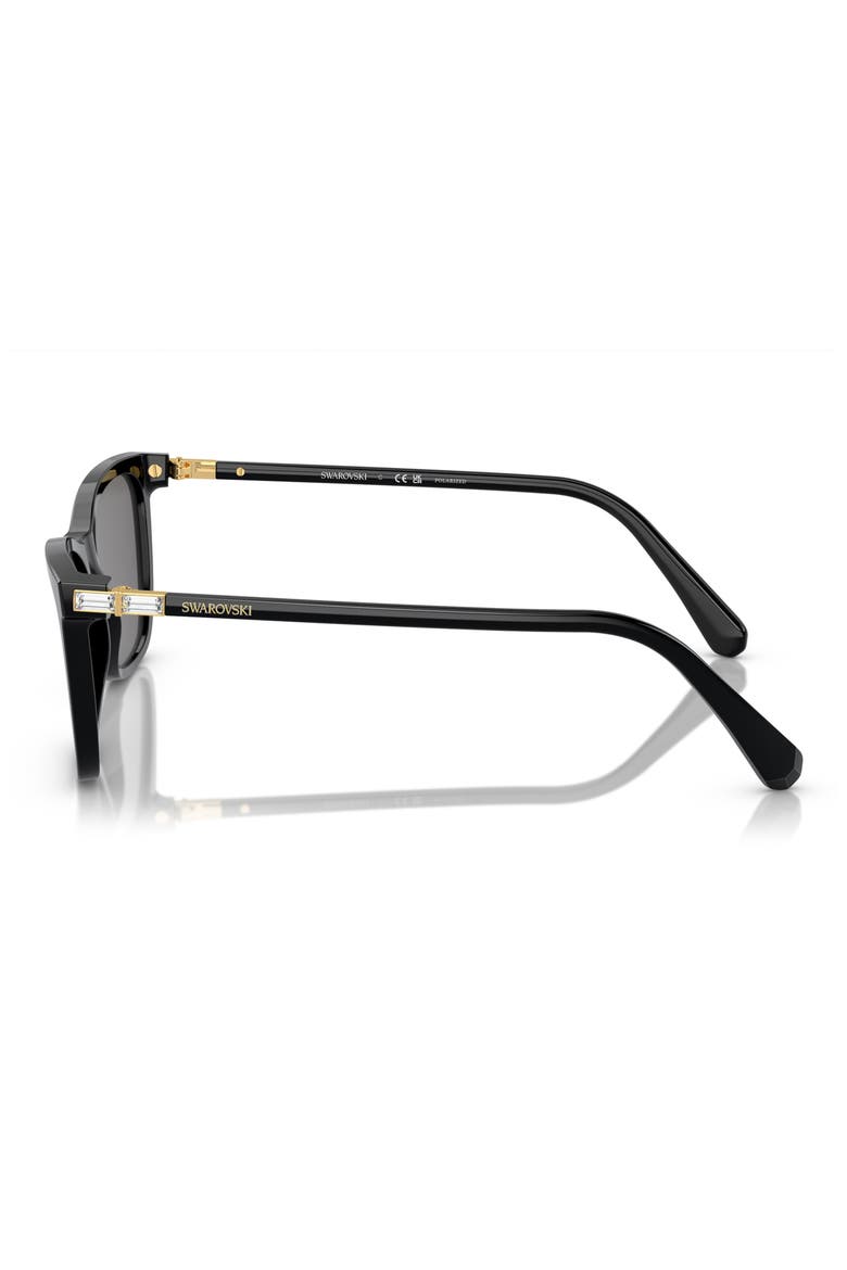 55mm Polarized Rectangular Sunglasses, Alternate, color, BLACK