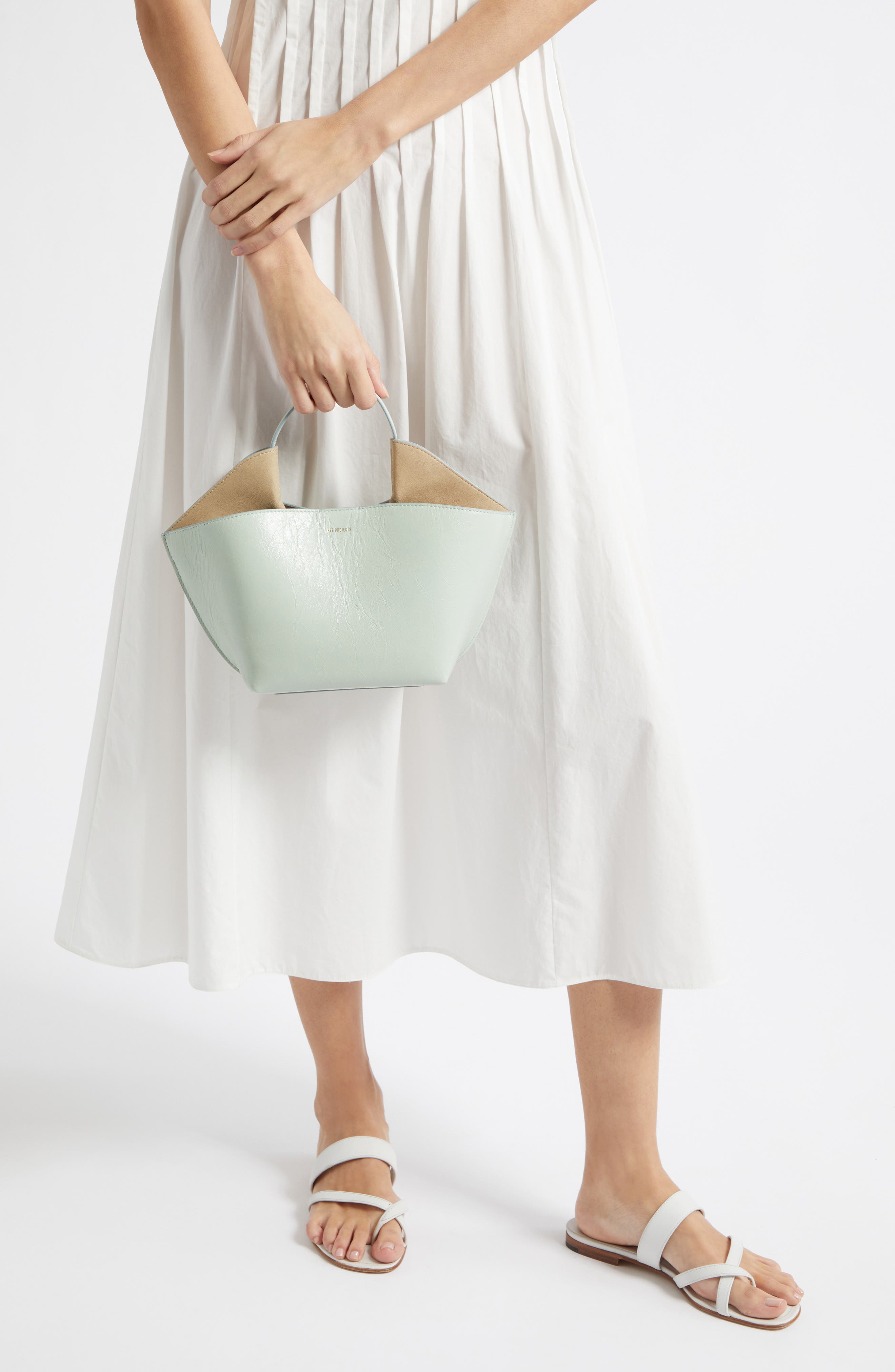 Ree Projects Mini Ann Leather Tote, Alternate, color, Ice Blue
