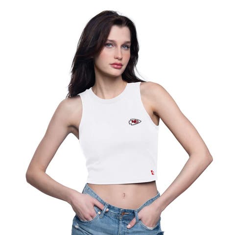 Women's Starter  White Kansas City Chiefs Show Up Cropped Tank Top