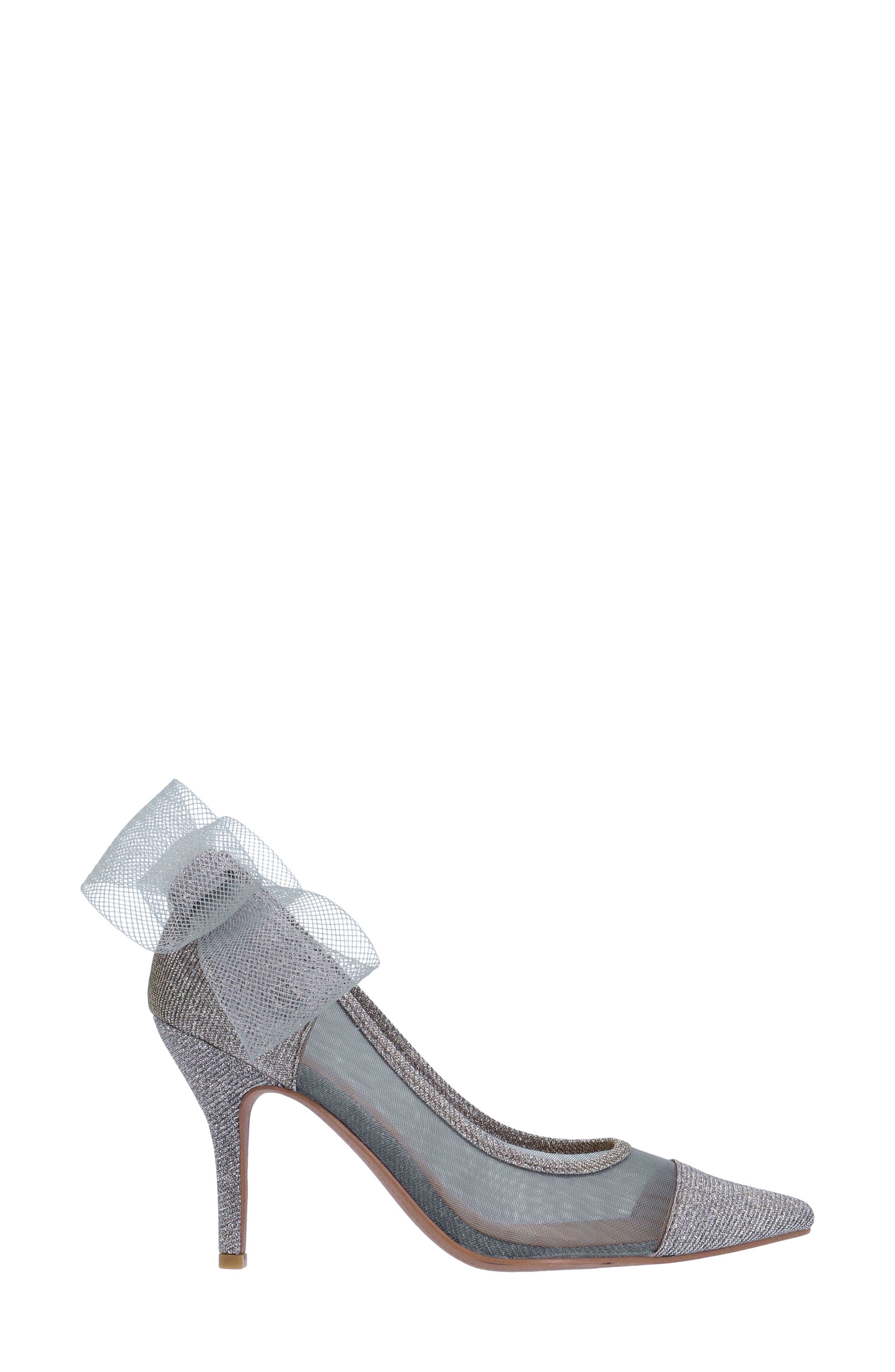 J. Reneé Sheer Bow Pointed Toe Pump, Alternate, color, Pewter