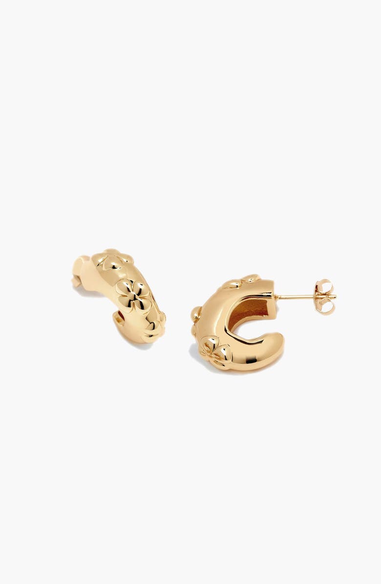 YOJ Flaro Flower Midi Hoop Earrings in God, Main, color, Gold