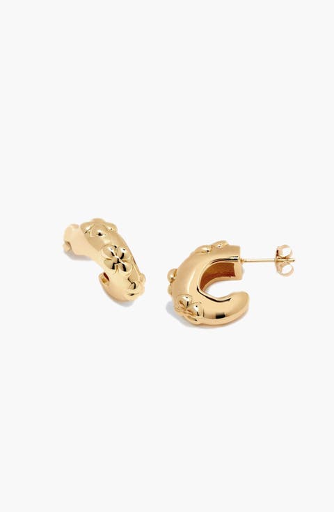 Flaro Flower Midi Hoop Earrings in God