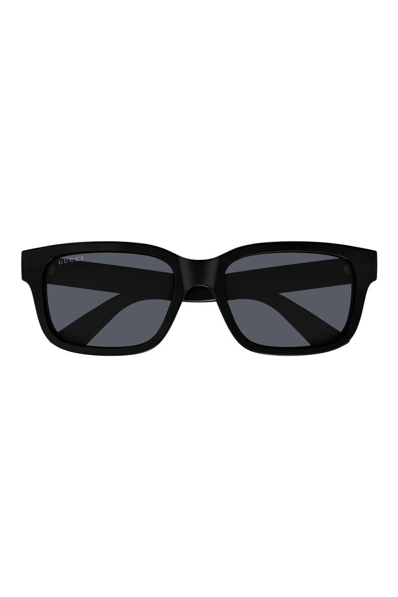 56mm Rectangular Sunglasses, Main, color, BLACK