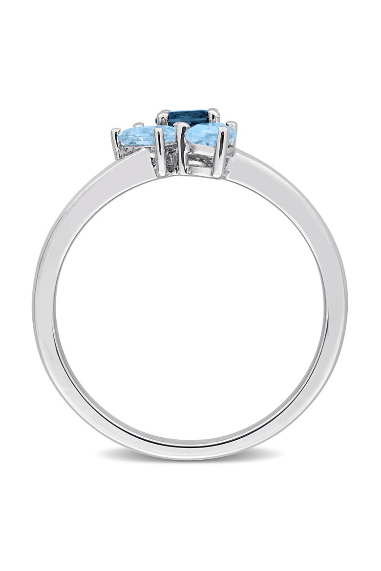 Blue Topaz 3-Stone Cluster Ring Sterling Silver, Alternate, color, Blue Topaz