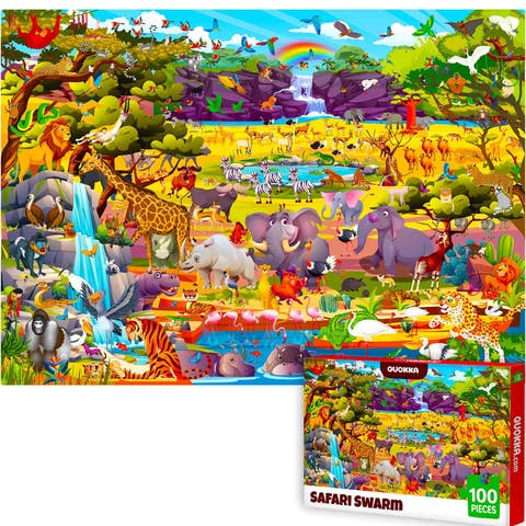 100-Piece Kids Puzzle Set - Illustrated Jigsaw Puzzles with Educational Themes for Ages 6+