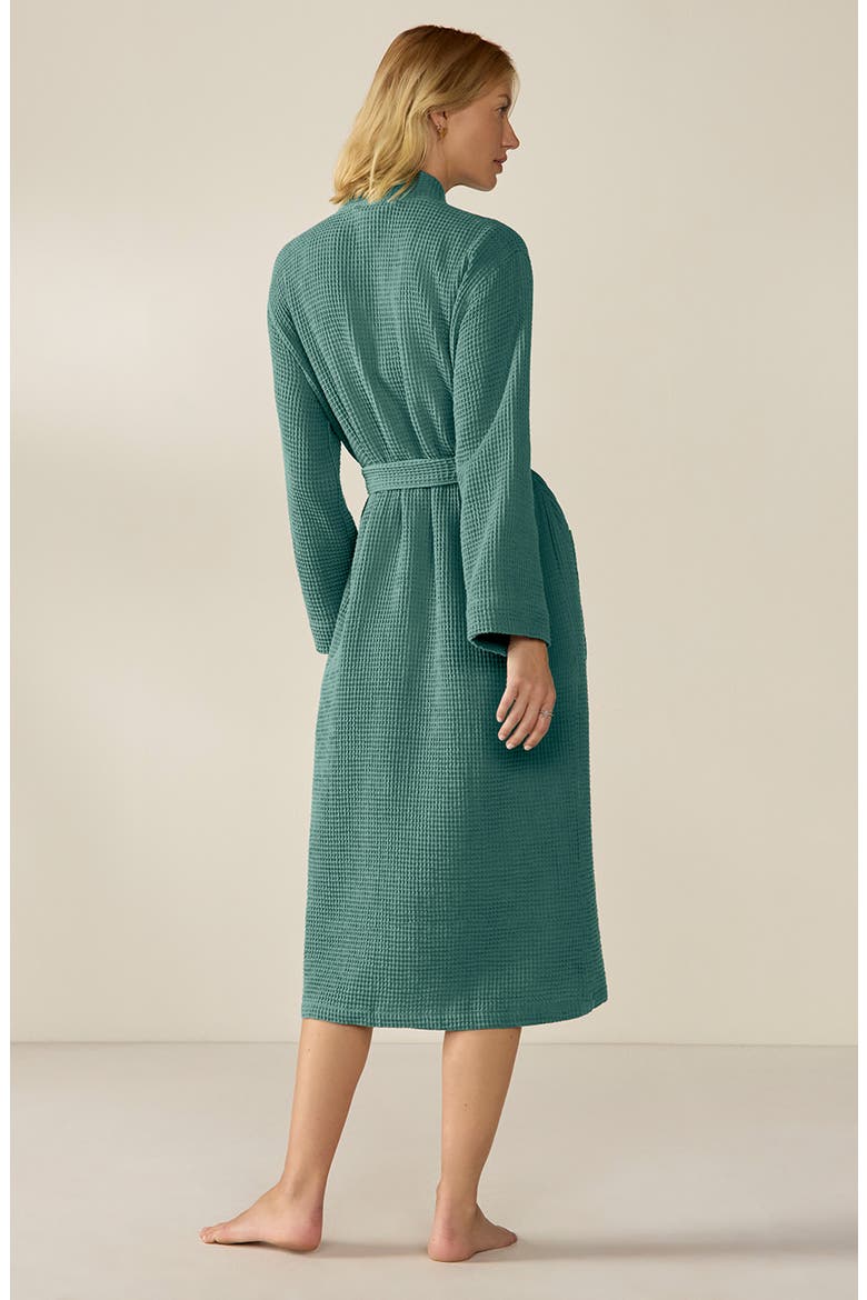 Unisex Organic Cotton Waffle Robe, Alternate, color, SPRUCE