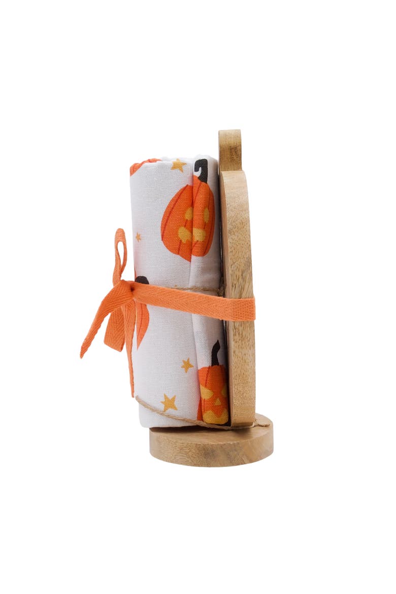 Jack-O-Lantern Pumpkin Halloween Towel & Stand Gift Set, Alternate, color, Orange