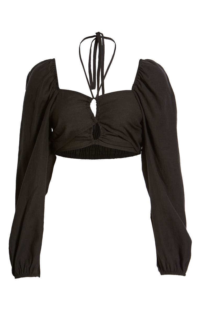 Topshop Ruched Cutout Crop Top, Main, color,