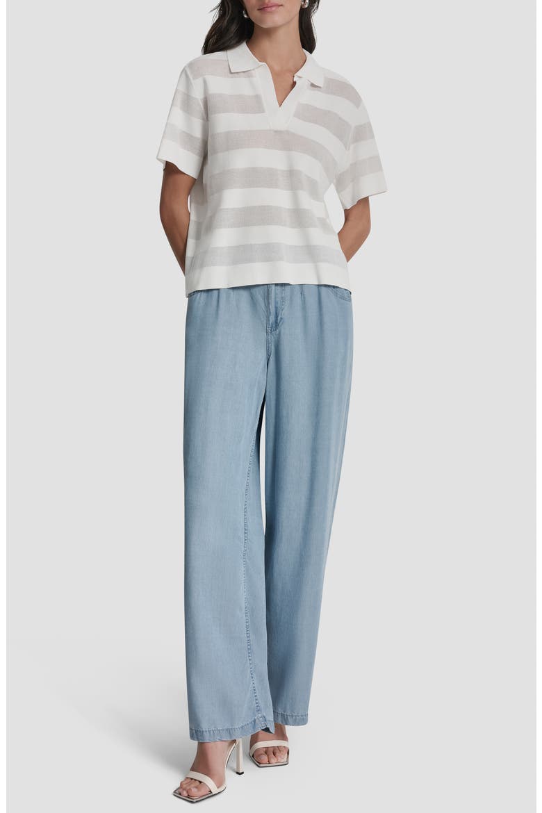 Sheer Stripe Polo, Alternate, color, IVORY